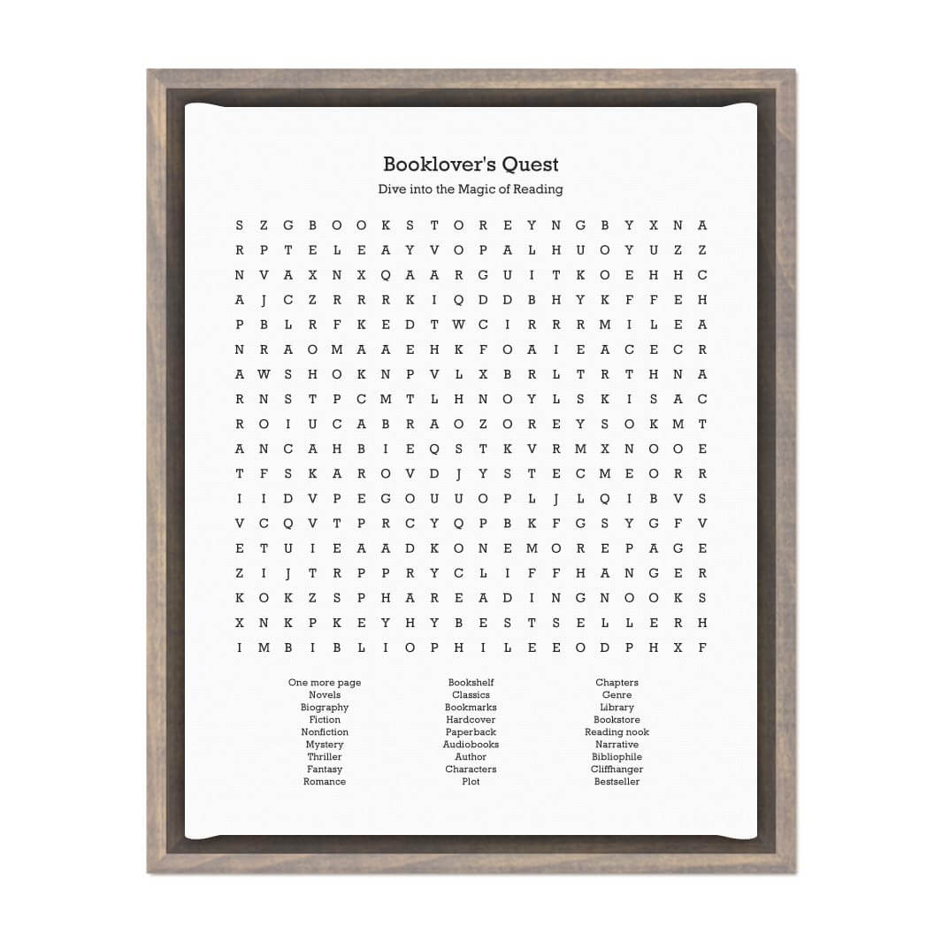 Custom Book Worm Word Search Art Print#color-finish_gray-floater-frame