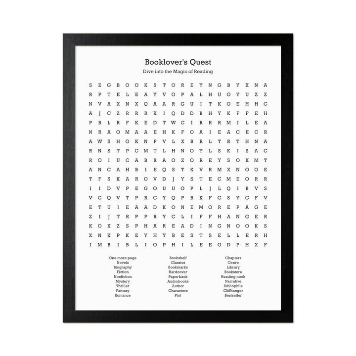 Custom Book Worm Word Search Art Print#color-finish_black-thin-frame