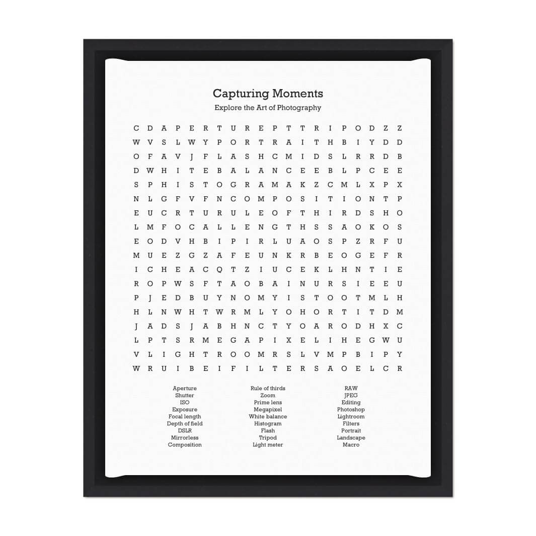 Custom Photography Word Search Art Print#color-finish_black-floater-frame