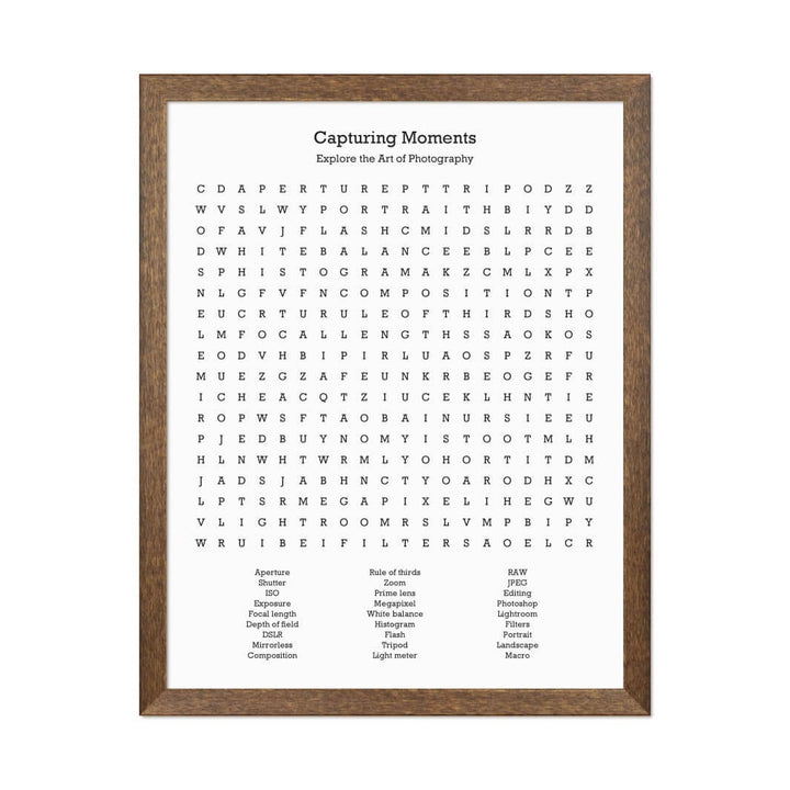 Custom Photography Word Search Art Print#color-finish_walnut-thin-frame