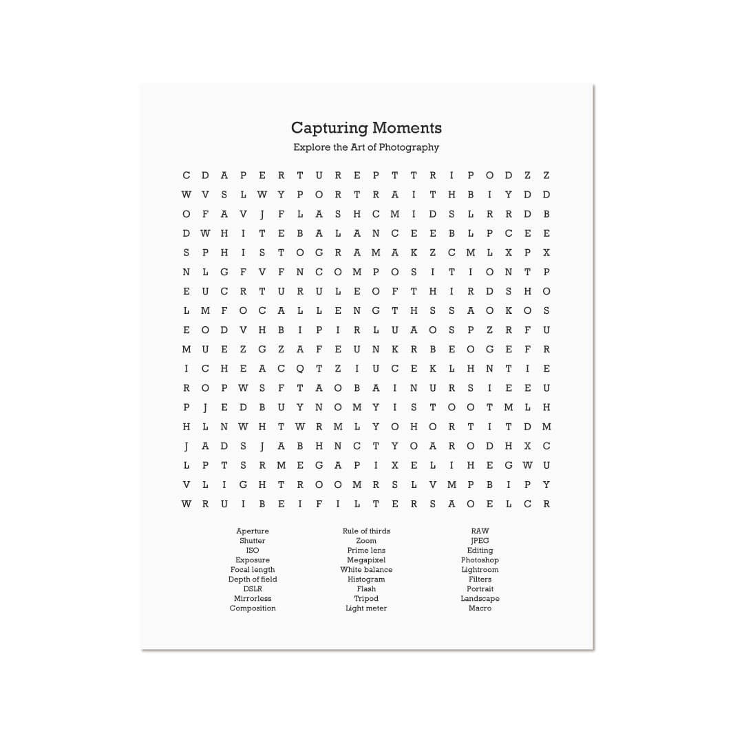Custom Photography Word Search Art Print#color-finish_unframed
