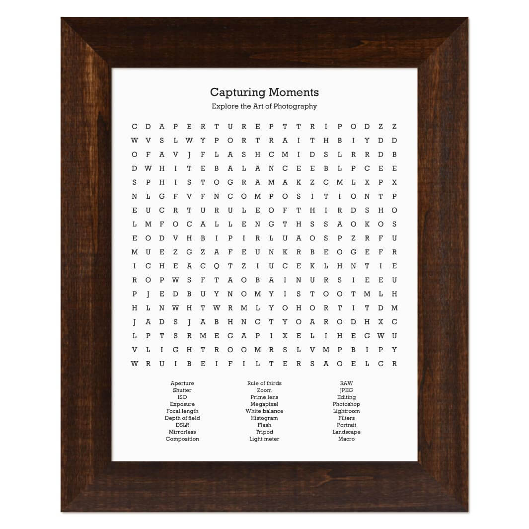 Custom Photography Word Search Art Print#color-finish_espresso-wide-frame
