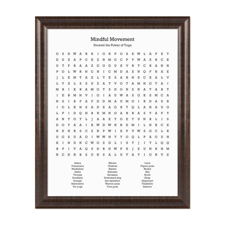 Custom Yoga Word Search Art Print#color-finish_espresso-beveled-frame