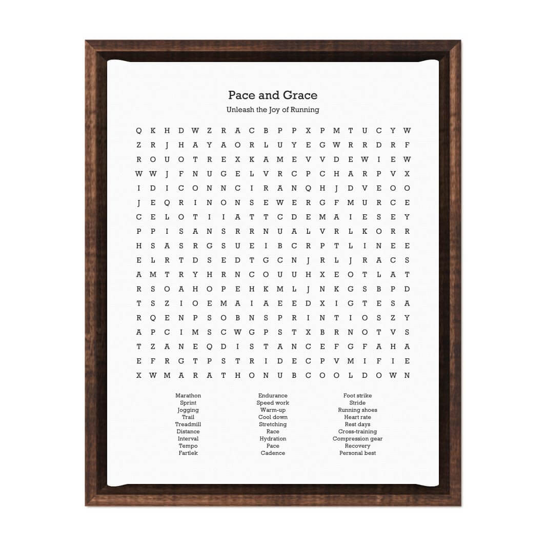 Custom Running Word Search Art Print#color-finish_espresso-floater-frame