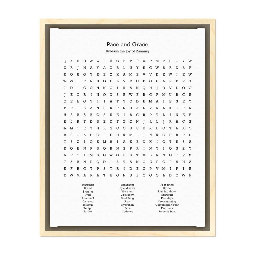 Custom Running Word Search Art Print#color-finish_light-wood-floater-frame