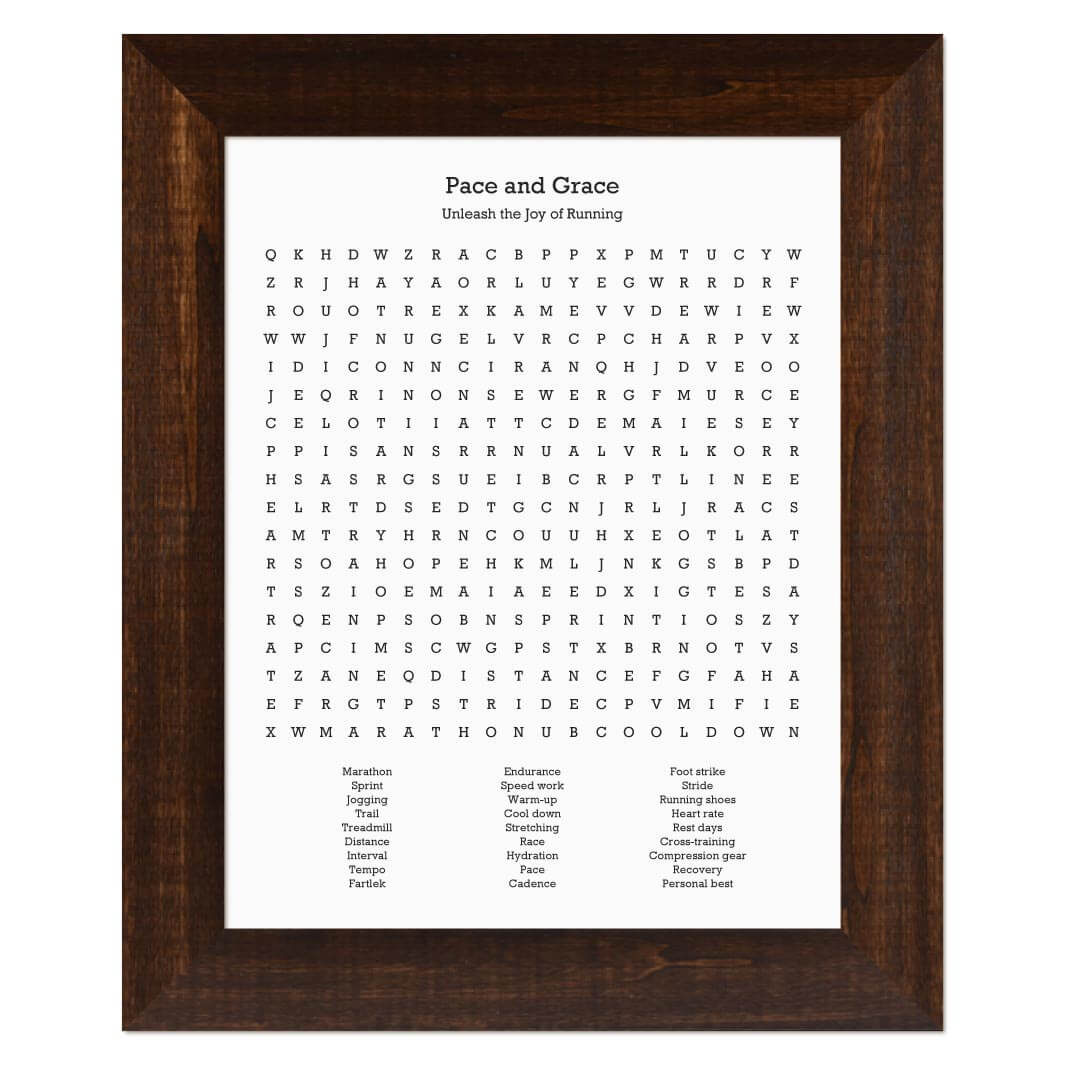 Custom Running Word Search Art Print#color-finish_espresso-wide-frame