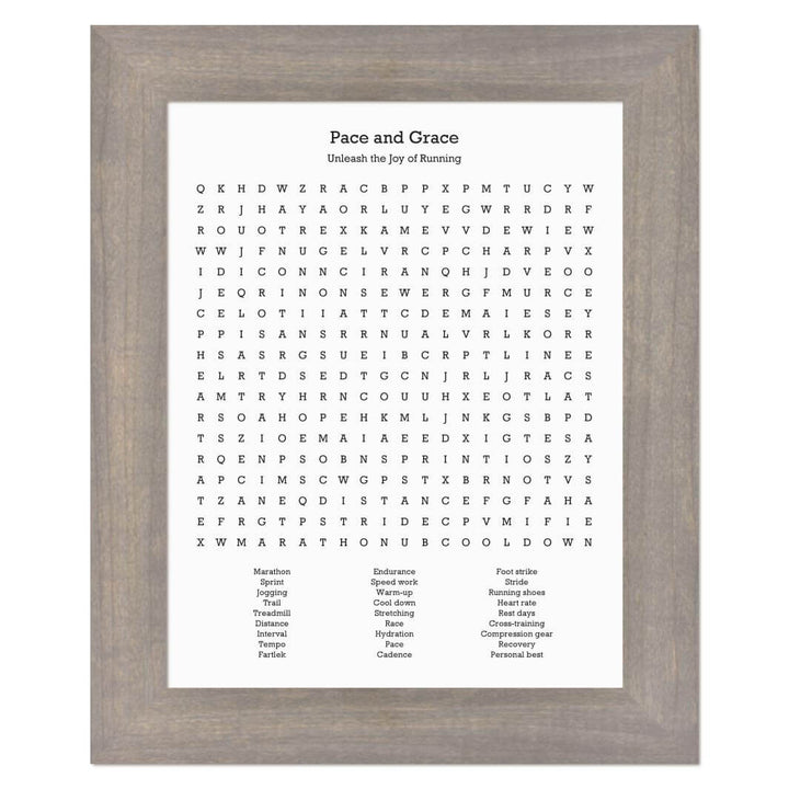 Custom Running Word Search Art Print#color-finish_gray-wide-frame