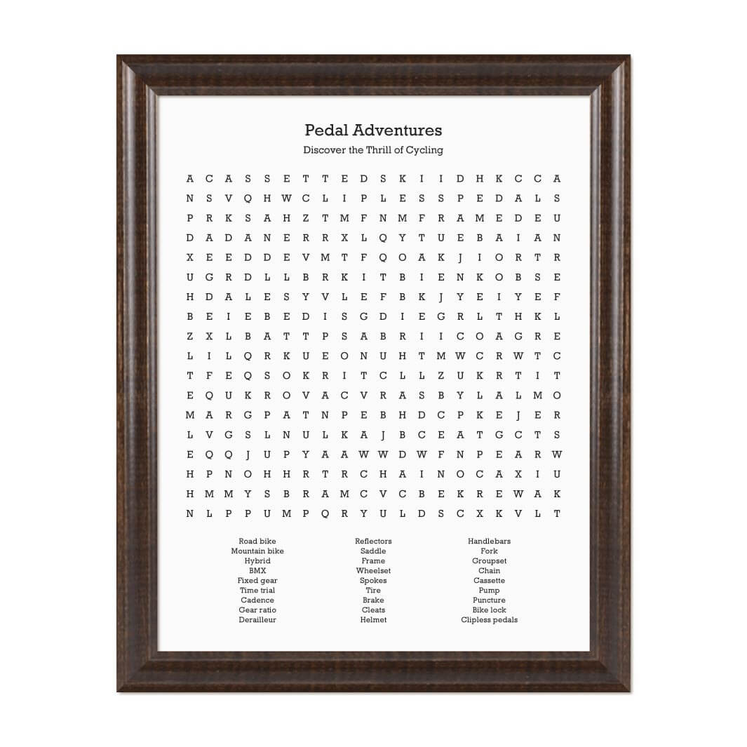 Custom Cycling Word Search Art Print#color-finish_espresso-beveled-frame