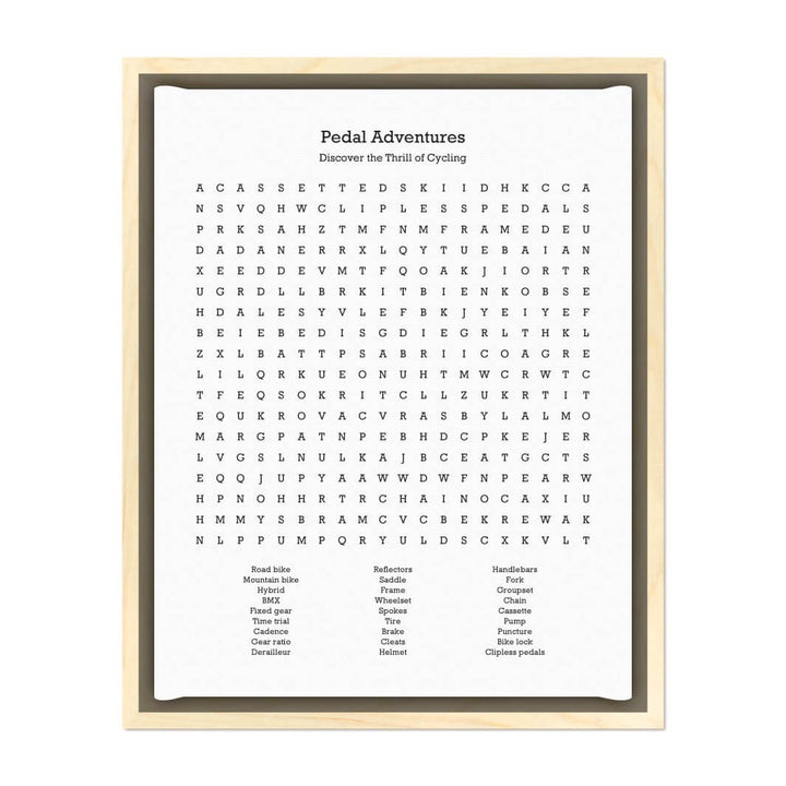 Custom Cycling Word Search Art Print#color-finish_light-wood-floater-frame