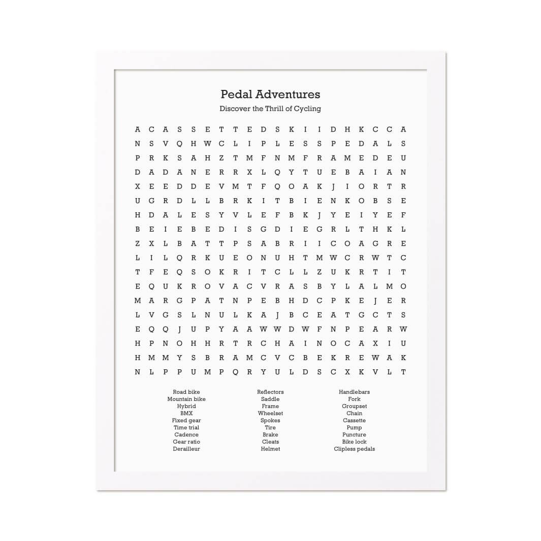 Custom Cycling Word Search Art Print#color-finish_white-thin-frame