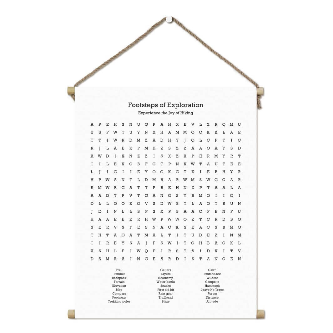 Custom Hiking Word Search Art Print#color-finish_hanging-canvas