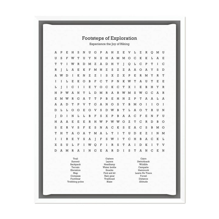 Custom Hiking Word Search Art Print#color-finish_white-floater-frame