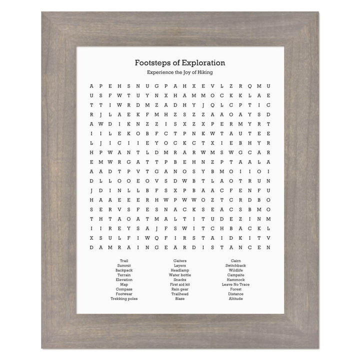 Custom Hiking Word Search Art Print#color-finish_gray-wide-frame