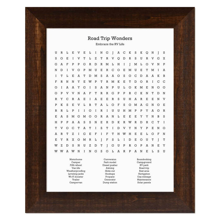 Custom RV Travel Word Search Art Print#color-finish_espresso-wide-frame