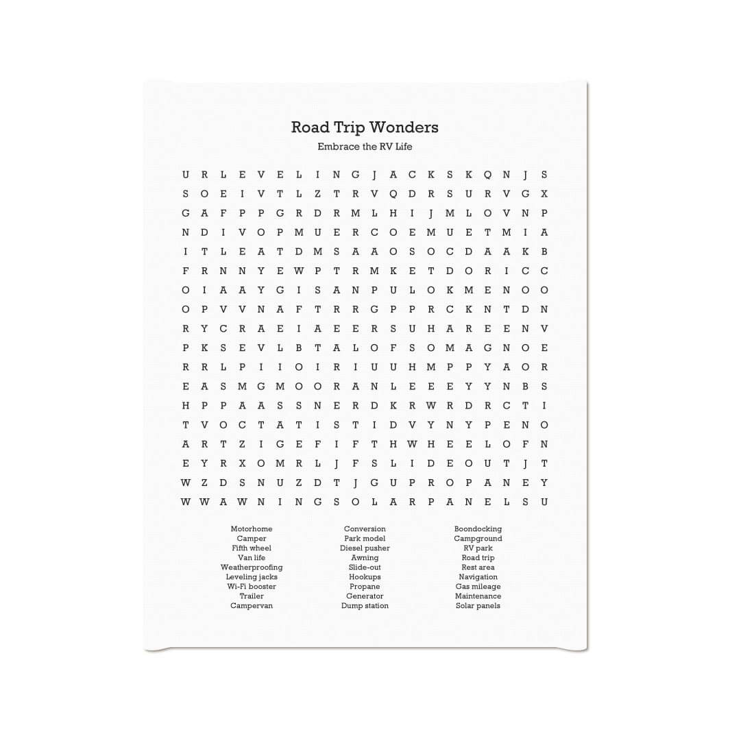 Custom RV Travel Word Search Art Print#color-finish_wrapped-canvas