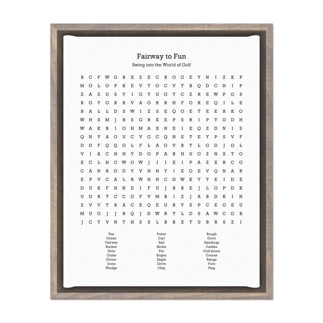 Custom Golfing Word Search Art Print#color-finish_gray-floater-frame
