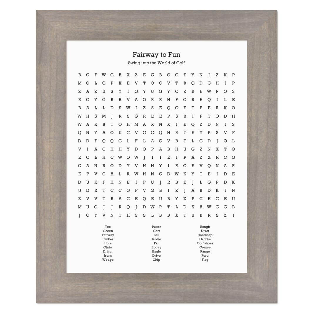 Custom Golfing Word Search Art Print#color-finish_gray-wide-frame