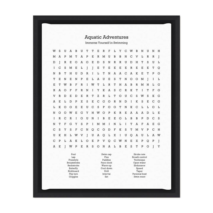 Custom Swimming Word Search Art Print#color-finish_black-floater-frame