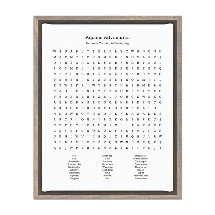 Custom Swimming Word Search Art Print#color-finish_gray-floater-frame