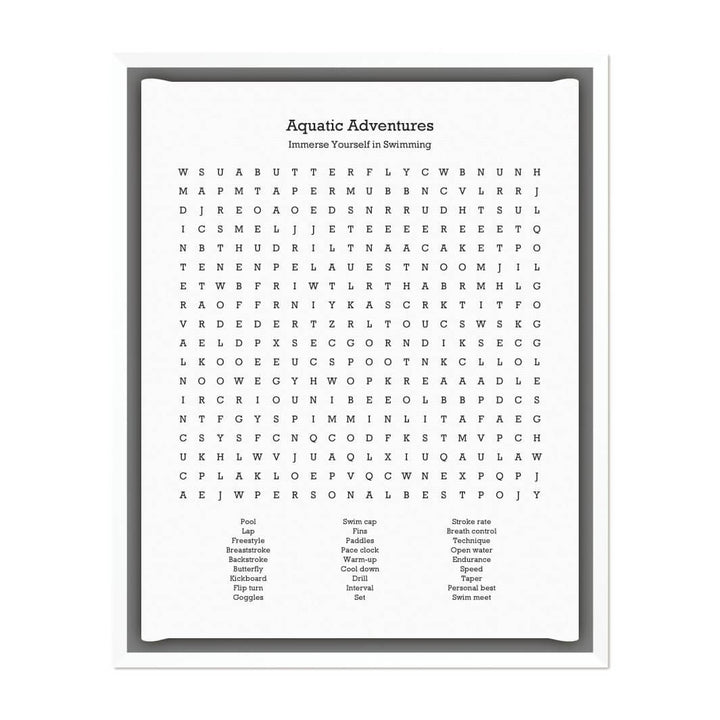 Custom Swimming Word Search Art Print#color-finish_white-floater-frame