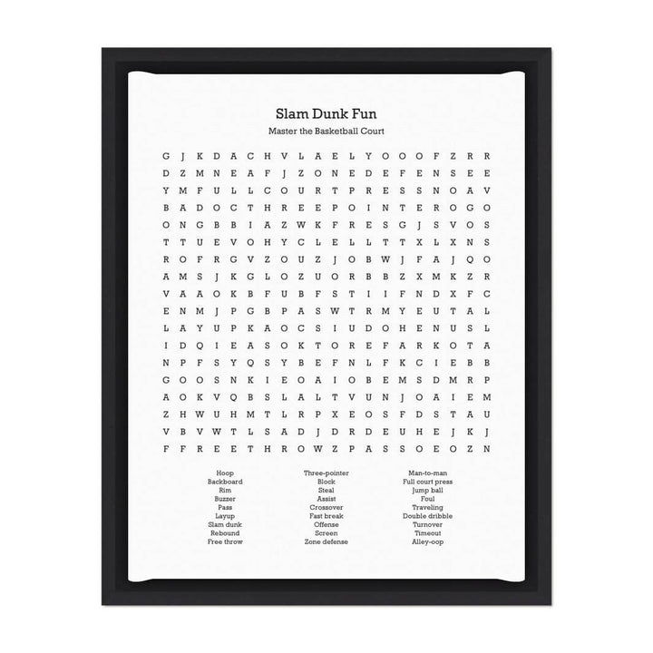 Custom Basketball Word Search Art Print#color-finish_black-floater-frame