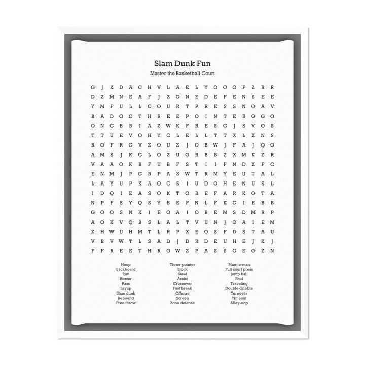 Custom Basketball Word Search Art Print#color-finish_white-floater-frame
