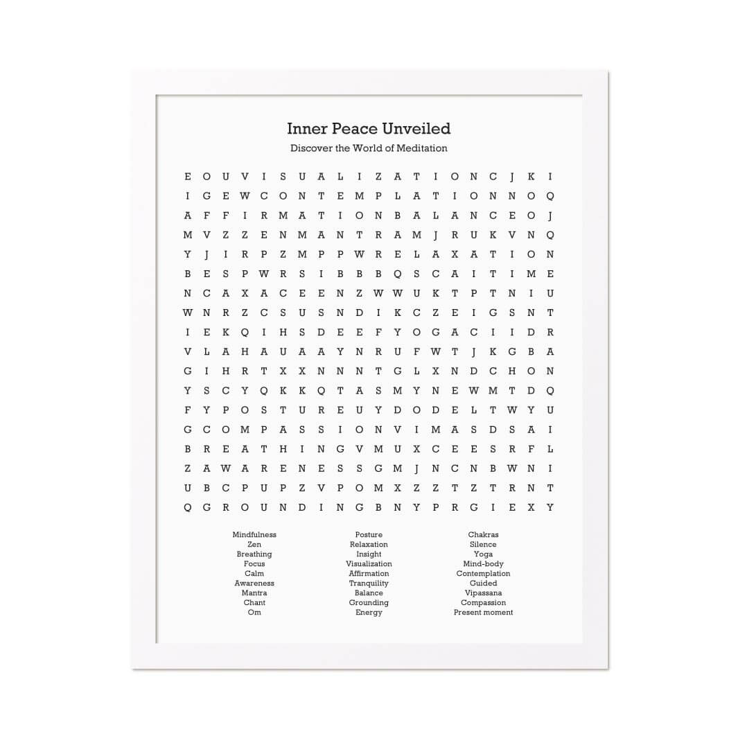 Custom Meditation Word Search Art Print#color-finish_white-thin-frame