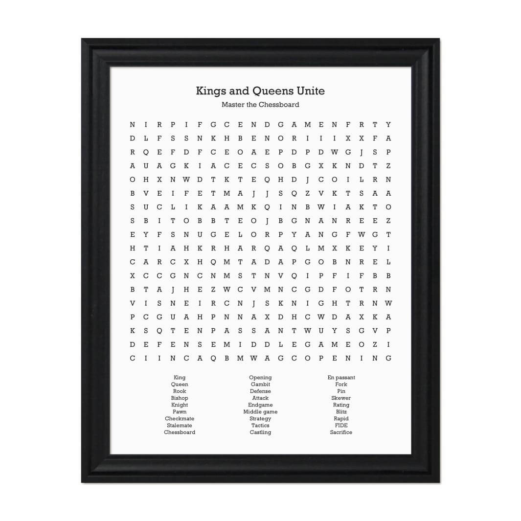 Custom Chess Word Search Art Print#color-finish_black-beveled-frame