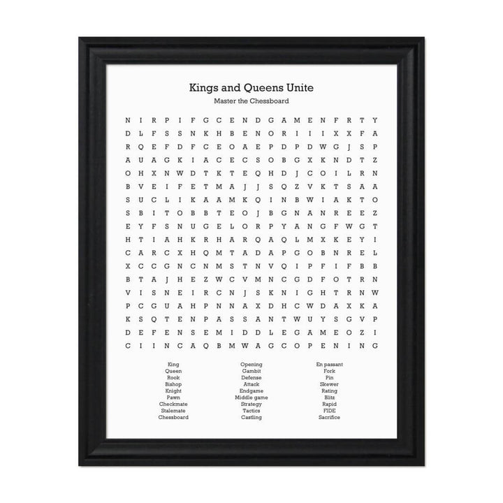 Custom Chess Word Search Art Print#color-finish_black-beveled-frame
