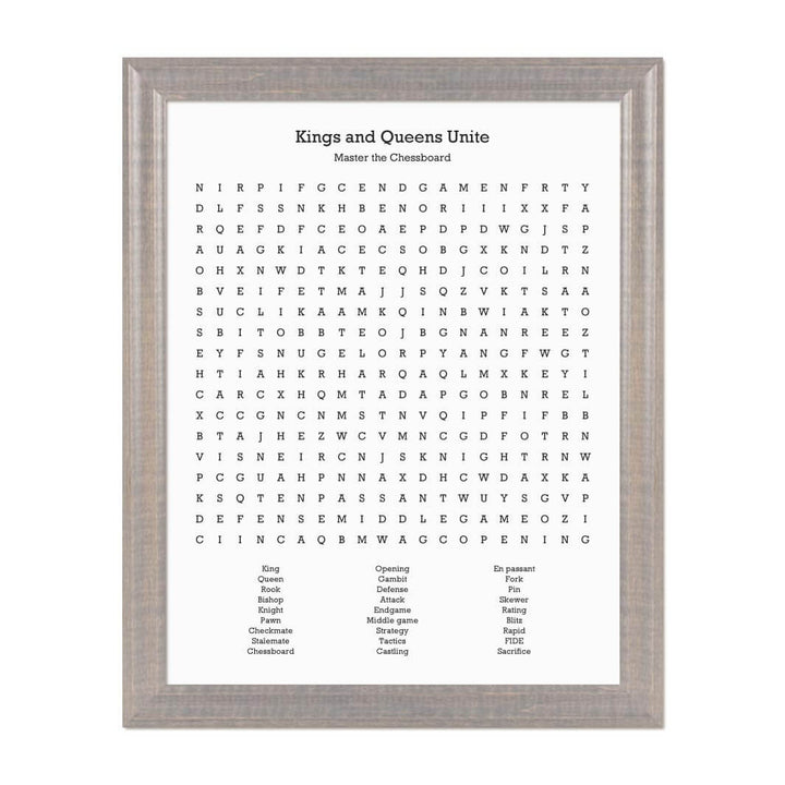 Custom Chess Word Search Art Print#color-finish_gray-beveled-frame