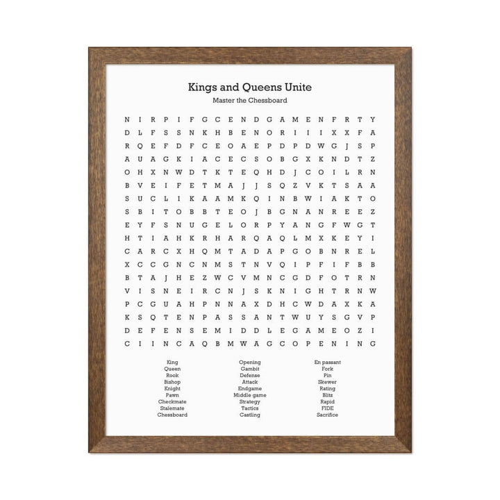 Custom Chess Word Search Art Print#color-finish_walnut-thin-frame