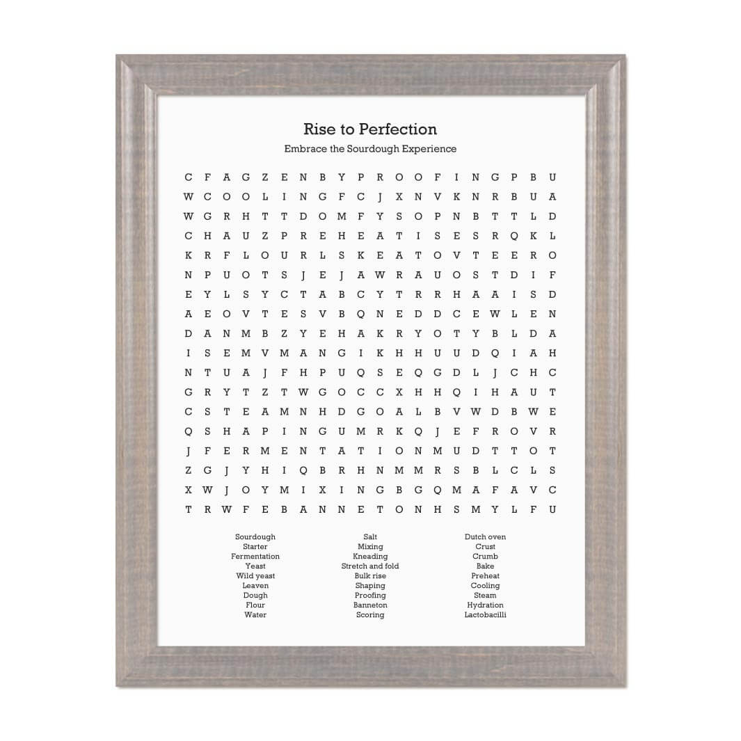 Custom Sourdough Bread Word Search Art Print#color-finish_gray-beveled-frame