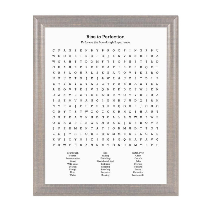 Custom Sourdough Bread Word Search Art Print#color-finish_gray-beveled-frame