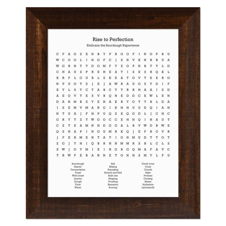 Custom Sourdough Bread Word Search Art Print#color-finish_espresso-wide-frame