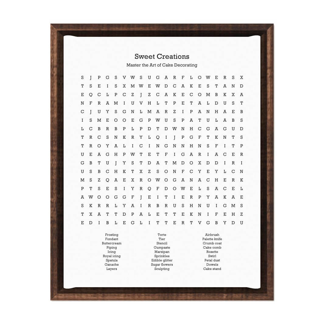 Custom Cake Decorating Word Search Art Print#color-finish_espresso-floater-frame