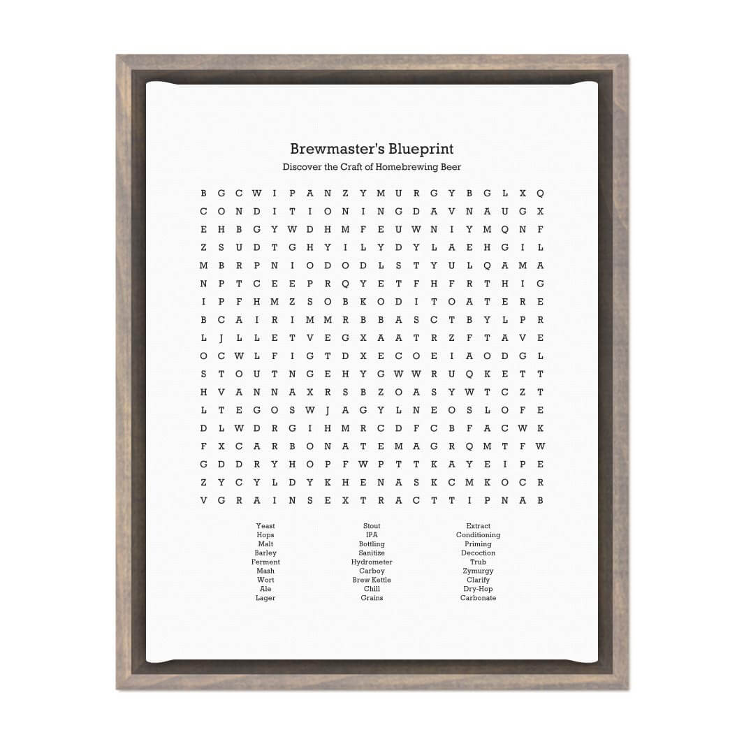 Custom Homebrewing Word Search Art Print#color-finish_gray-floater-frame