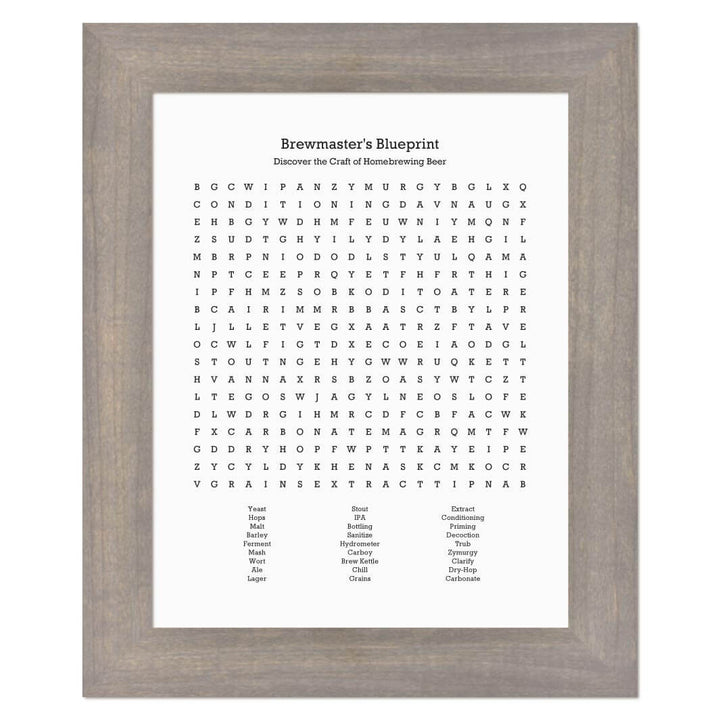 Custom Homebrewing Word Search Art Print#color-finish_gray-wide-frame