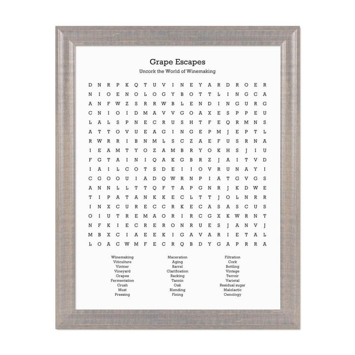 Custom Winemaking Word Search Art Print#color-finish_gray-beveled-frame