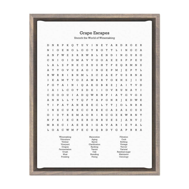 Custom Winemaking Word Search Art Print#color-finish_gray-floater-frame