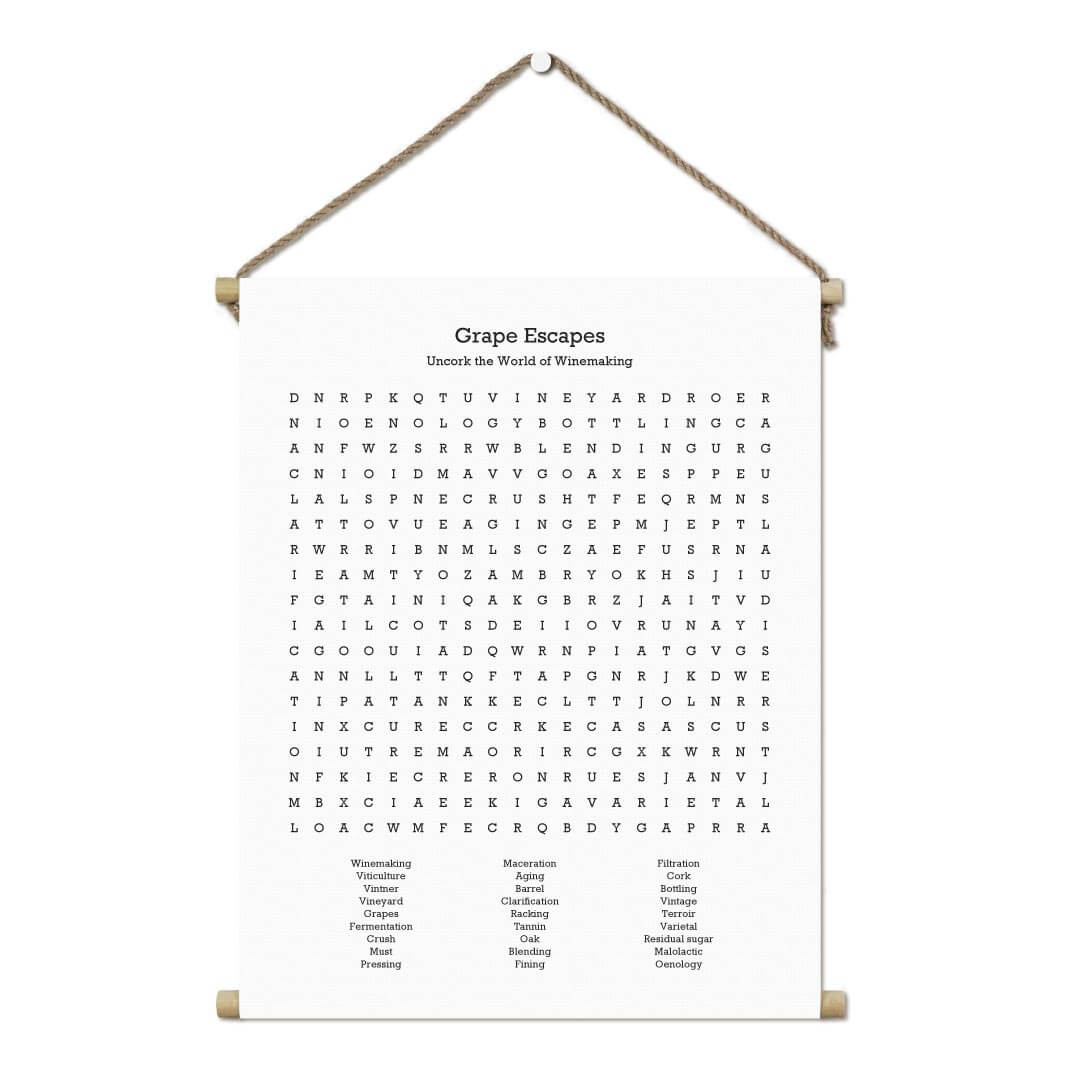 Custom Winemaking Word Search Art Print#color-finish_hanging-canvas