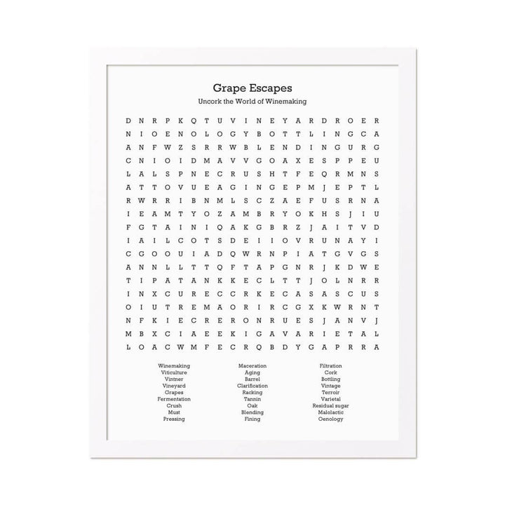 Custom Winemaking Word Search Art Print#color-finish_white-thin-frame