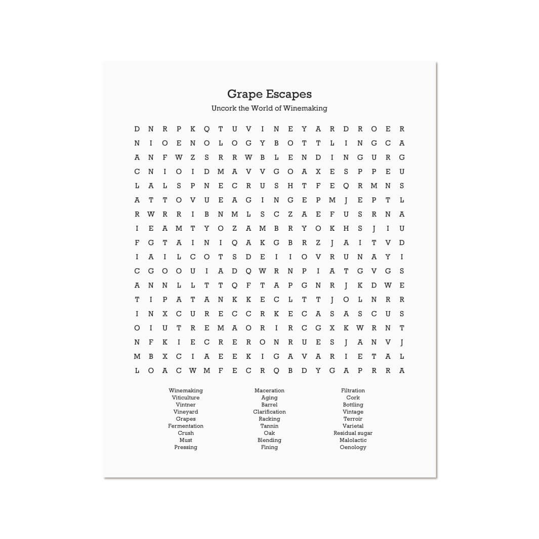 Custom Winemaking Word Search Art Print#color-finish_unframed