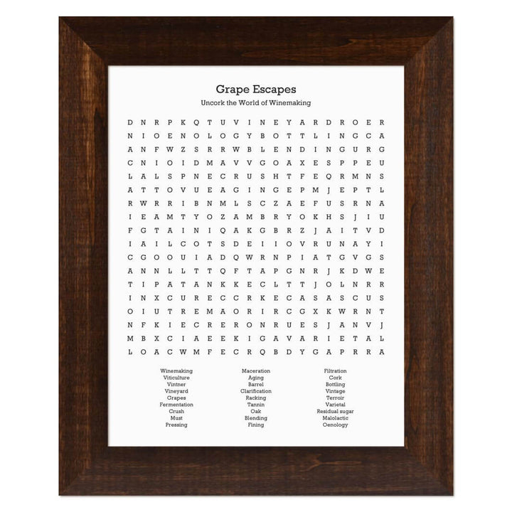 Custom Winemaking Word Search Art Print#color-finish_espresso-wide-frame