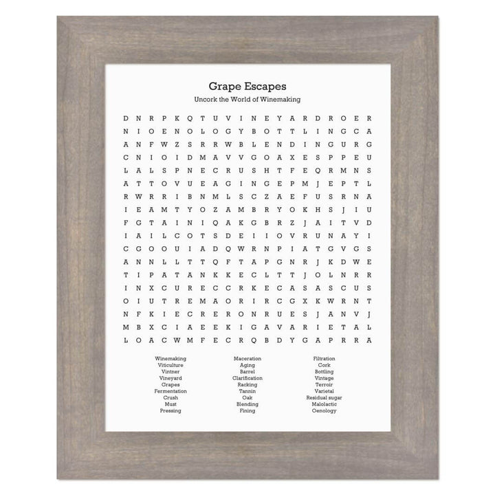 Custom Winemaking Word Search Art Print#color-finish_gray-wide-frame