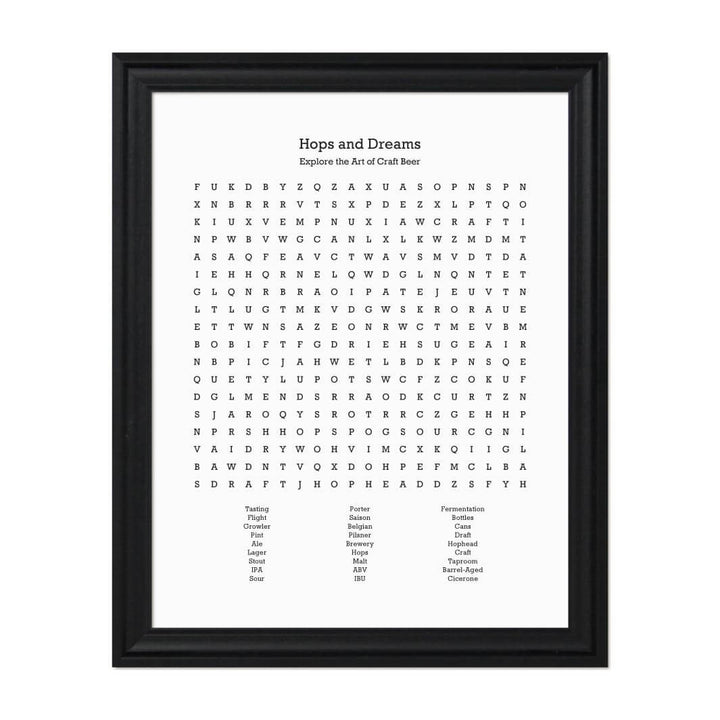 Custom Craft Beer Word Search Art Print#color-finish_black-beveled-frame