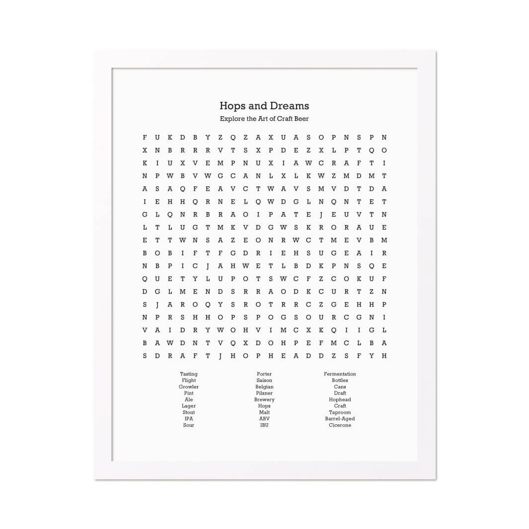 Custom Craft Beer Word Search Art Print#color-finish_white-thin-frame