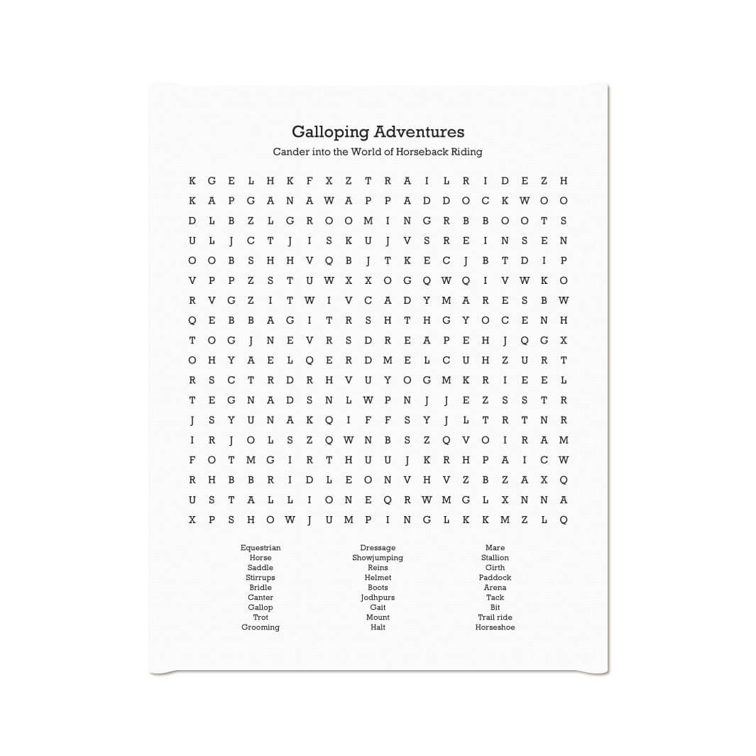 Custom Horseback Riding Word Search Art Print#color-finish_wrapped-canvas