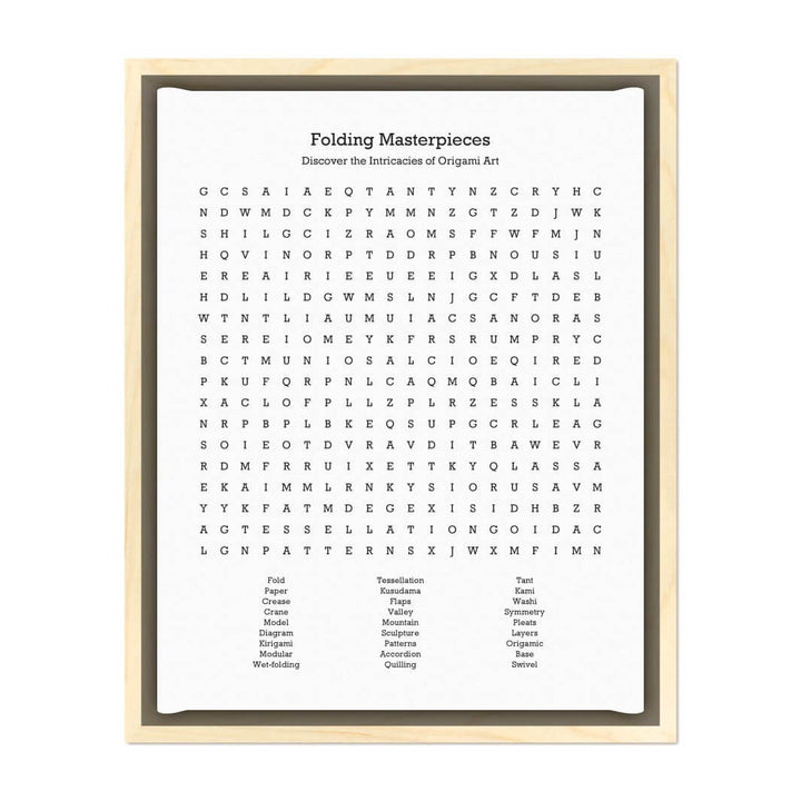 Custom Oragami Word Search Art Print#color-finish_light-wood-floater-frame
