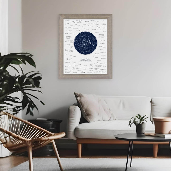 Wedding Guest Book Alternative, Star Map Print Personalized with 1 Night Sky, Gray Wide Frame, Styled#color-finish_gray-wide-frame