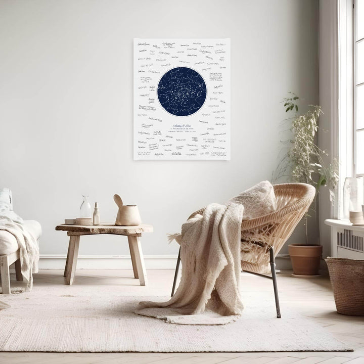 Wedding Guest Book Alternative, Star Map Print Personalized with 1 Night Sky, Wrapped Canvas, Styled#color-finish_wrapped-canvas